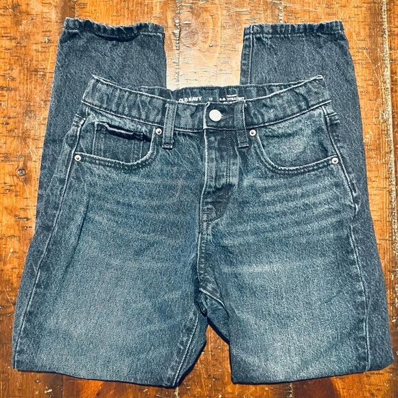 Old Navy Girl’s Lot of 2 O.G. Straight High Rise Jeans Dark/Medium Blue Wash 12 - Picture 2 of 12